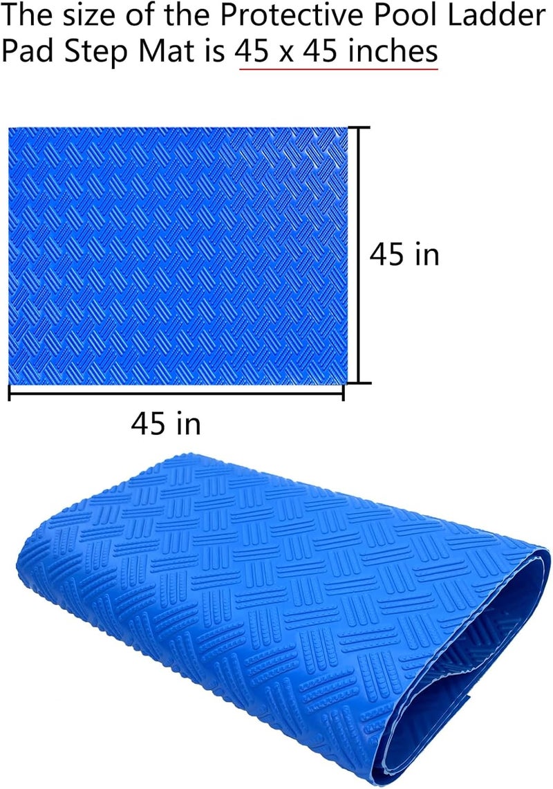 SKARUMMER Swimming Pool Ladder Mat - Protective Pool Ladder Pad Step Mat with Non-Slip Texture, Blue Medium Pool Step Mat 45 inch X 45 inch - Image 2